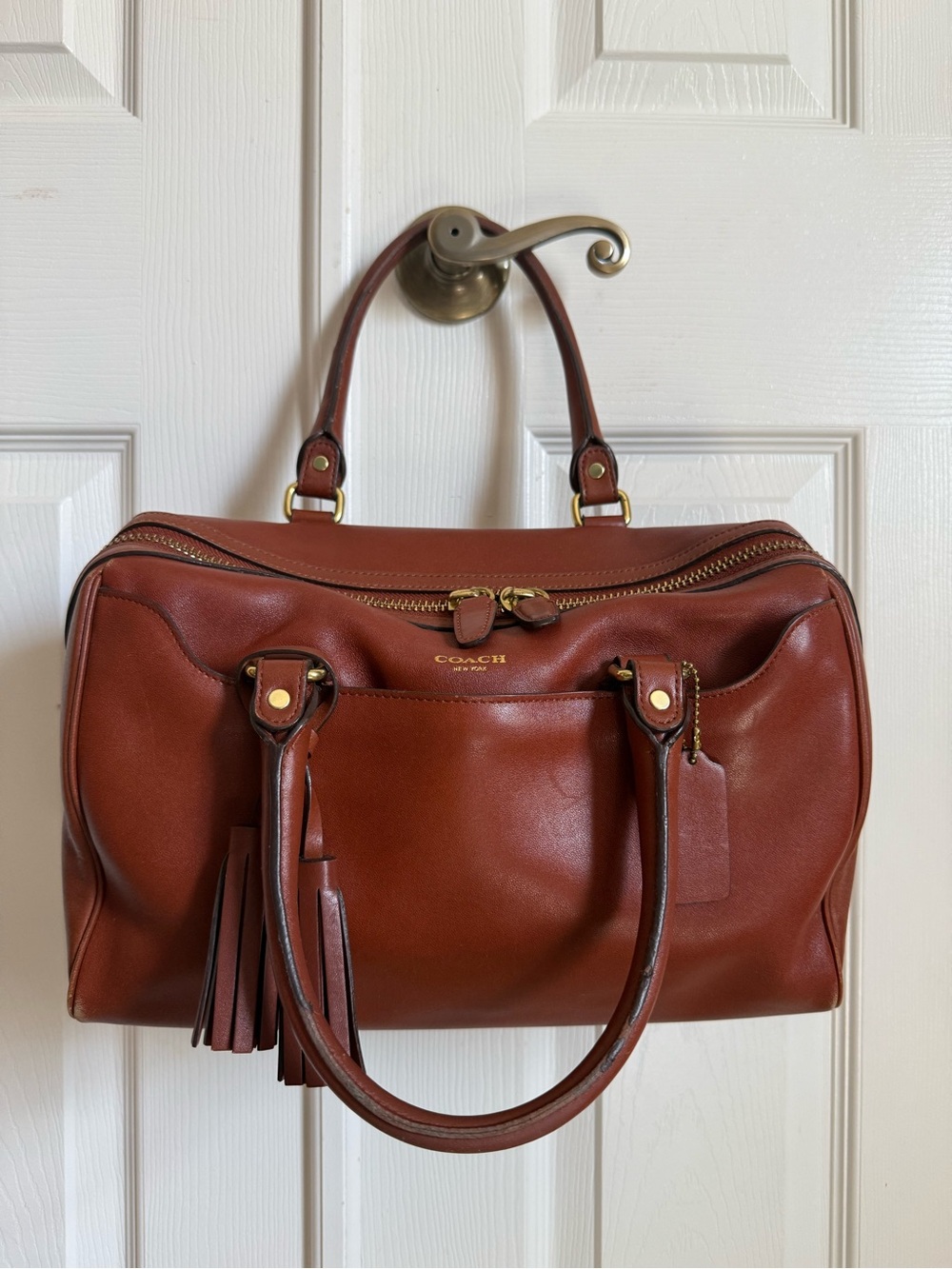Coach Brown Leather Satchel with Tassels